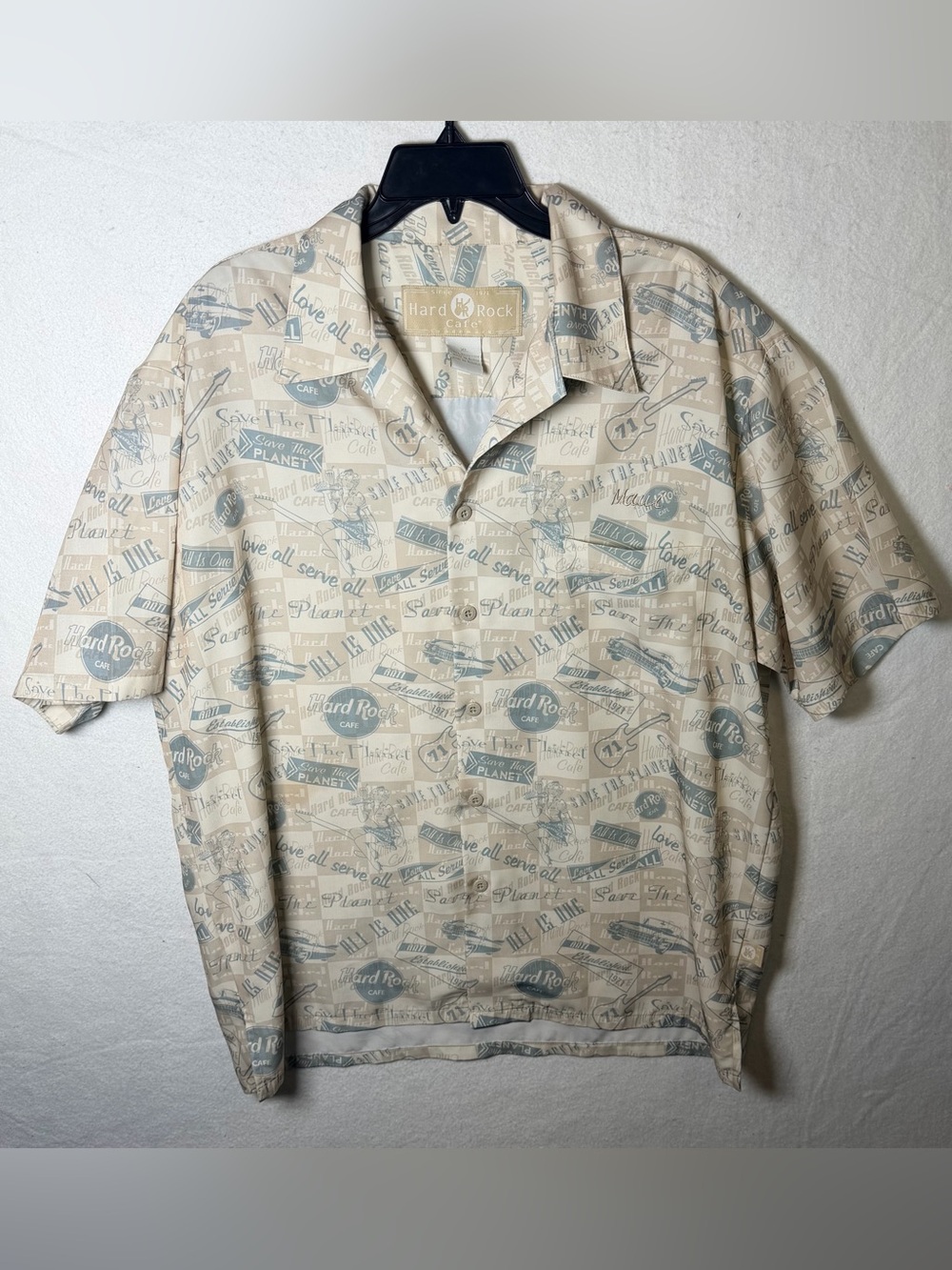 VTG Hard Rock Cafe Save The Planet Button Up Shirt Men's Size XL Rare